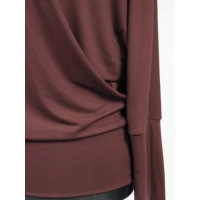 Adelle - luźna bluzka kimono z dekoltem i ściągaczami - brązowa